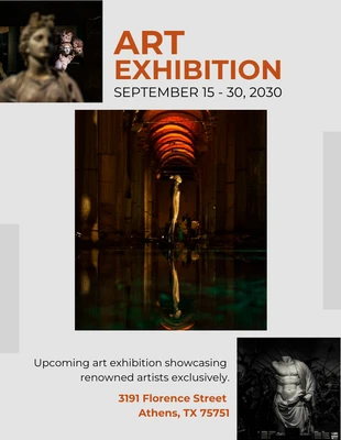 Free  Template: Light Grey And Brown Classic Art Exhibition Poster