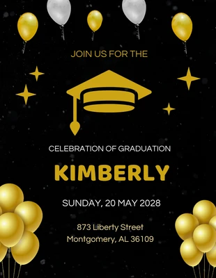 Free  Template: Black and Gold Modern Graduation Invitation