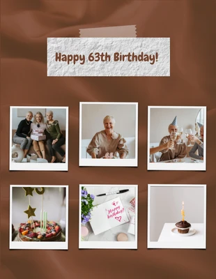 Free  Template: Brown Aesthetic Happy Birthday Collages