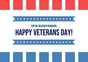 Free  Template: Red And Blue Simple Geometric Happy Veterans Day Card