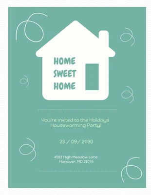 Free  Template: House Green Invitación sencilla para la fiesta de inauguración de la casa