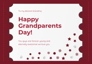 Free  Template: Red Minimalist Happy Grandparents Day Card