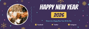Free  Template: Púrpura oscuro y colorido Banner Año Nuevo