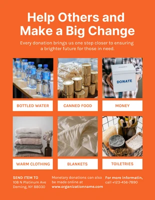Free  Template: Affiche De Collecte De Fonds Simple Orange