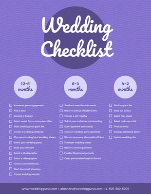 Free  Template: Purple Circle Wedding Checklist