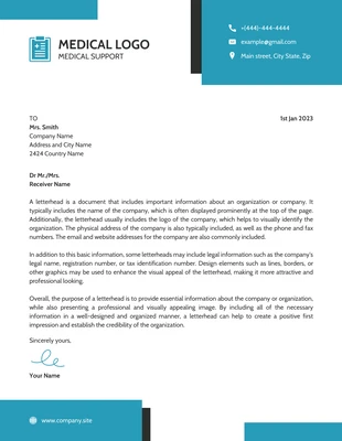 Free  Template: White And Blue Simple Medical Professional Letterhead Template