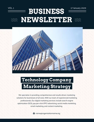 Free  Template: Dark Blue Marketing Technology Newsletter