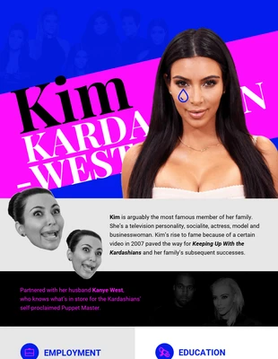 Free  Template: Currículum Kim Kardashian-West