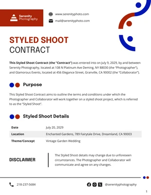 premium  Template: Styled Shoot Contract Template