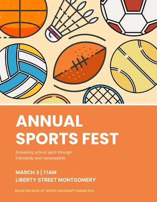 premium  Template: Yellow Orange Annual Sports Fest Poster