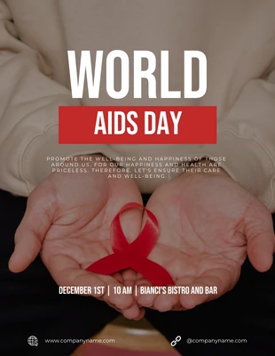 Free  Template: Dark Simple Photo Journée mondiale du VIH/SIDA Poster