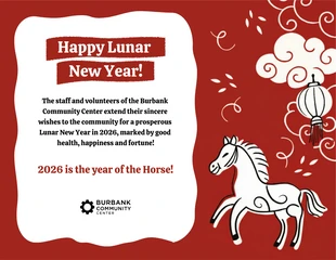 Free  Template: بطاقة رأس السنة القمرية لعام الحصان