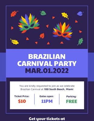 Free  Template: Plantilla de invitación de carnaval