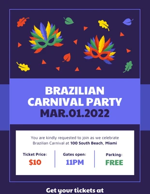 Free  Template: Modèle d'invitation au carnaval