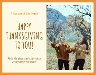 Free  Template: Fall Friends Photo Thanksgiving Card