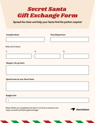 Free interactive Template: Vorlage für ein Wichtelformular