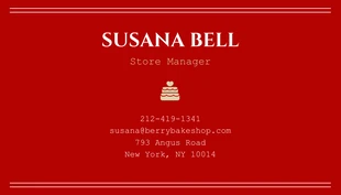 Free  Template: Red Bakery Business Card