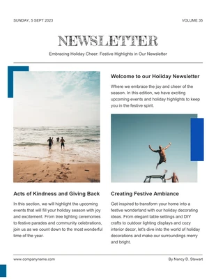 Free  Template: Gold modern simple Holiday Cheer Newsletter