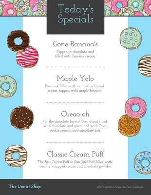 premium  Template: Menu de sobremesas donuts