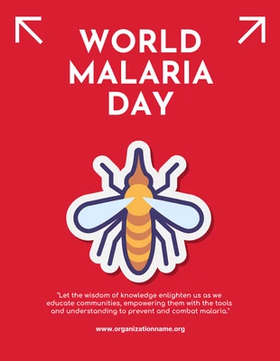 Free  Template: ملصق اليوم العالمي للملاريا النظيف البسيط باللون الأحمر