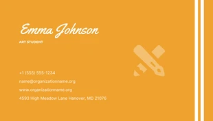 Yellow And White Modern Art Student Business Card - page 2