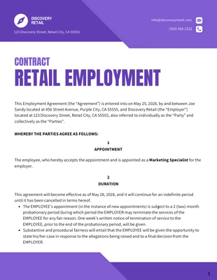 business  Template: Vorlage für einen Arbeitsvertrag im Einzelhandel