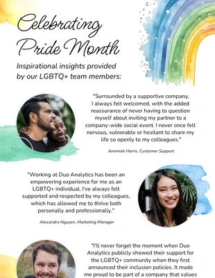 premium and accessible Template: Funcionários LGBTQ+: boletim informativo por e-mail do Mês do Orgulho Inclusivo