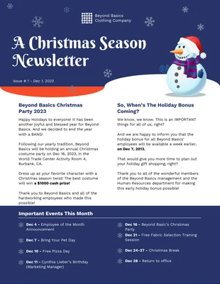 Free  Template: Christmas Newsletter Template Free