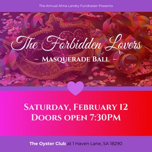 Free  Template: Banner do Instagram do evento Masquerade Valentine's Day