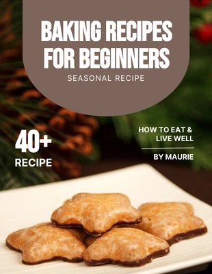 Free  Template: Brown And White Simple Baking Recipe Book Cover
