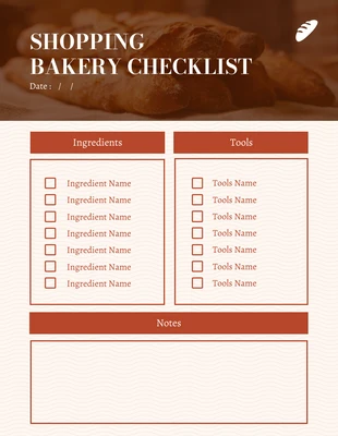 Free  Template: Lista de control de la panadería de compras sencillas en beige y marrón
