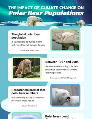 Free  Template: Infografica sugli animali dell'orso polare verde smeraldo blu