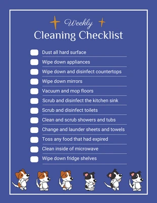 Free  Template: Lista de control de limpieza semanal Blue Minimalist