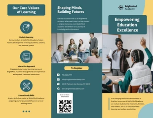 Free  Template: Yellow and Myrtle Green School Tri-fold Brochure