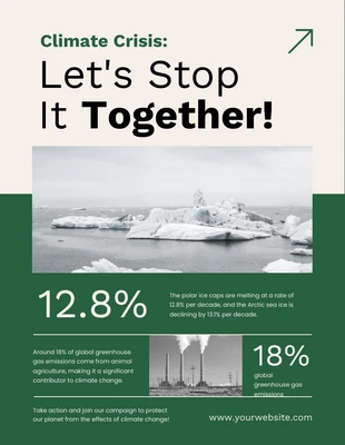 Free  Template: Poster vert et crème sur le changement climatique