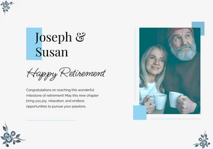 Free  Template: Blue Flowers Minimalist Happy Retirement Card