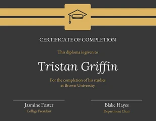 business  Template: Gold Dark Certificate of Completion