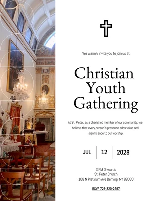 Free  Template: Invitation à un rassemblement de jeunes d'église avec motif géométrique