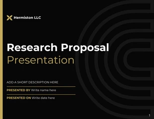 Free  Template: Presentación de investigación de propuesta minimalista limpia simple negra y dorada