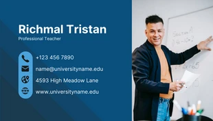 Blue Modern Professional Teacher Business Card - Pagina 2