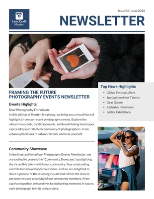 Free  Template: Photography Events Newsletter