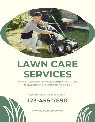 Free  Template: Light Yellow Lawn Company Flyer