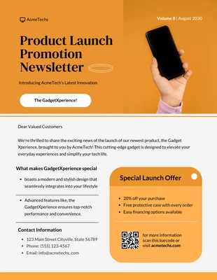 business  Template: Newsletter sulla promozione del lancio del prodotto