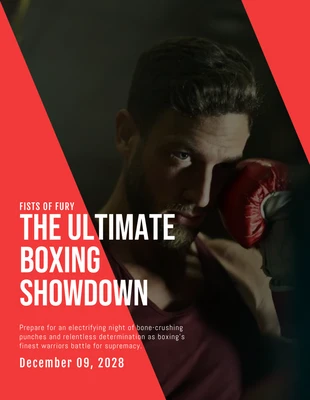 Free  Template: Poster Ultimate Boxing Showdown photo simple noir et rouge