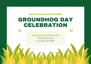 Free  Template: Dark Green Simple Fun Illustration Groundhog Day Party Card