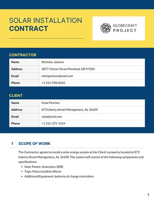 business  Template: Solar Installation Contract Template