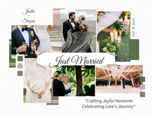 Free  Template: Collages de forma de boda simple blanco