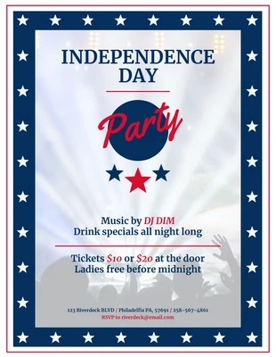 Free  Template: يوم الاستقلال ، نشرة إعلانية لحدث حفلة موسيقية