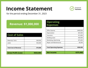 business  Template: Financial Income Statement Report