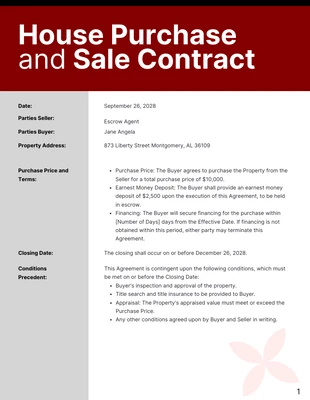 Free  Template: Modern Clean Burgundy Purchase and Sale Agreement Contracts